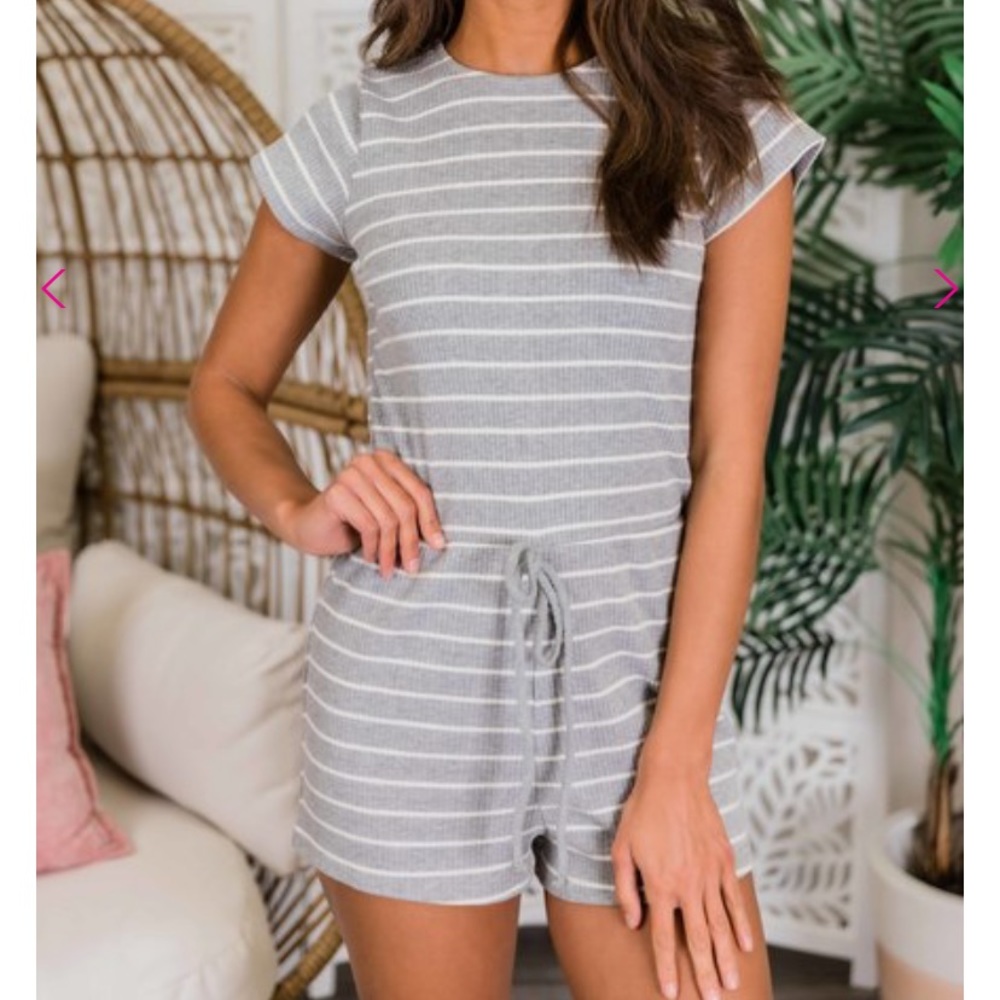 Grey Striped Romper